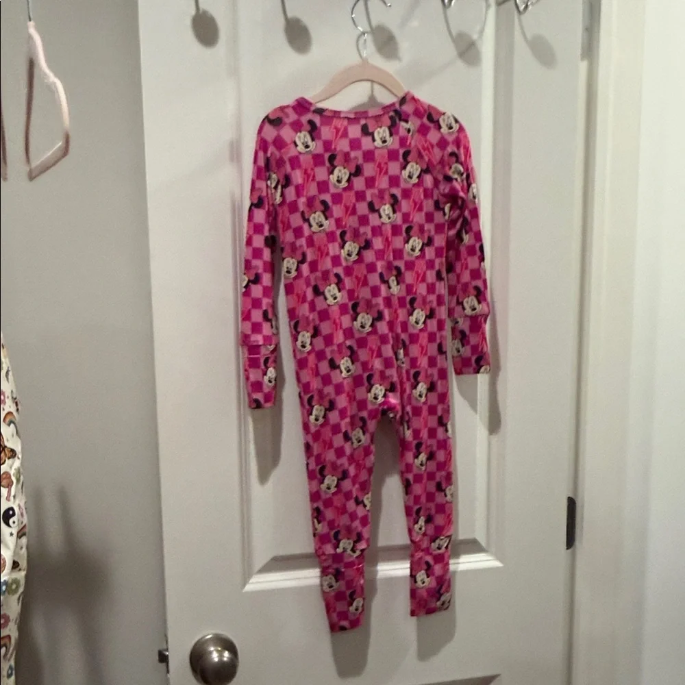 Pink Minnie Checkered Girls One Piece 12-18 months NWT